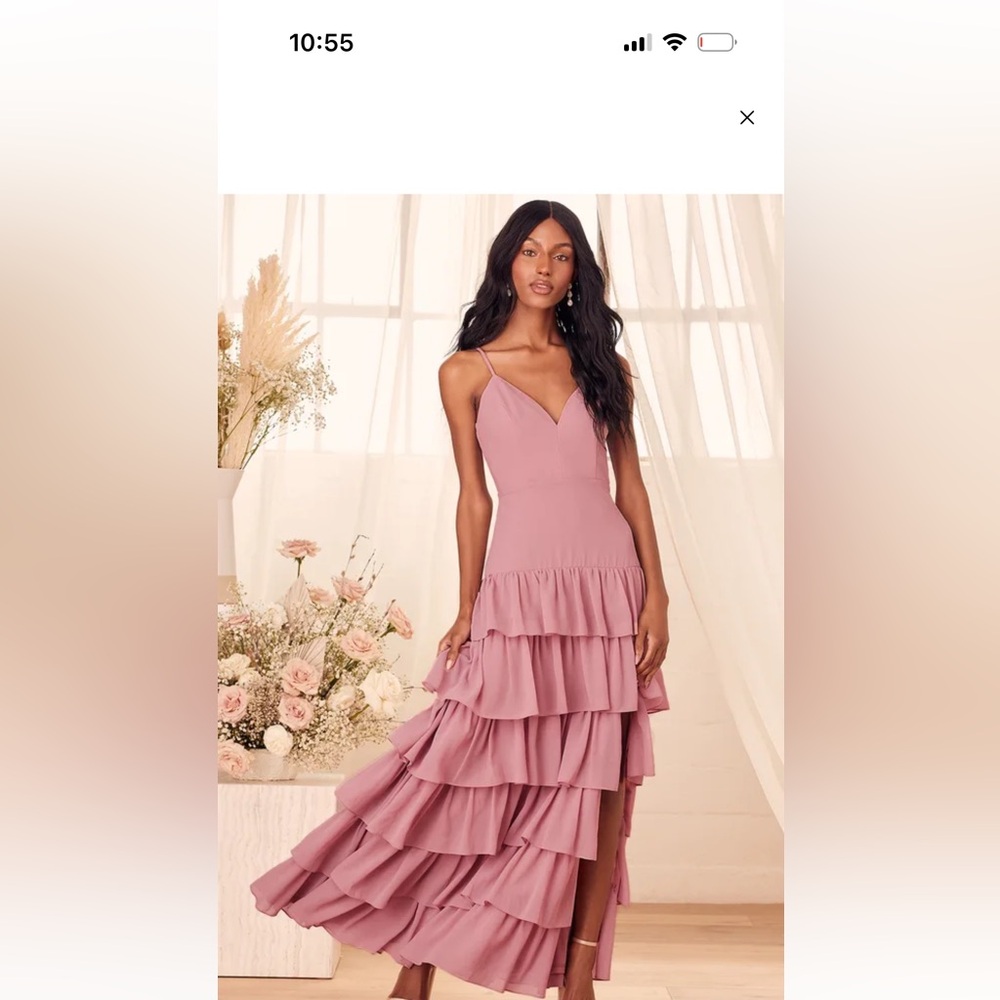 NWT Lulu’s Too Good to Be True Vintage Rose Tiered Sleeveless Maxi Dress Large